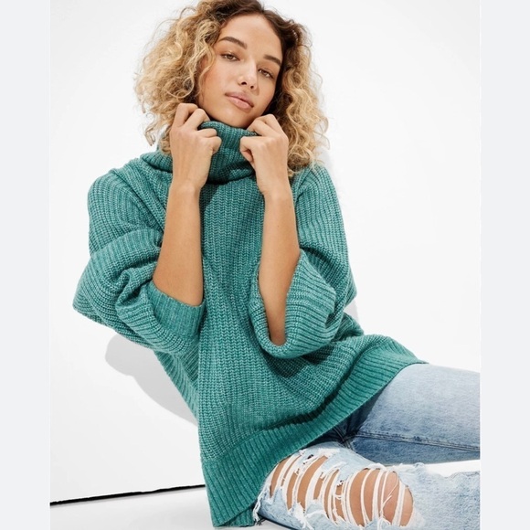 AEO Oversized Dreamspun Turtleneck Sweater Top XS - Picture 1 of 9